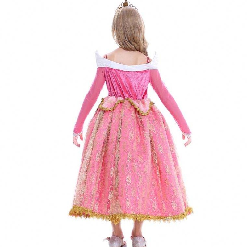 Flickor Dress Sleeping Beauty Princess Aurora Lace Dress Cosplay Performance Costume D0701 SMR026