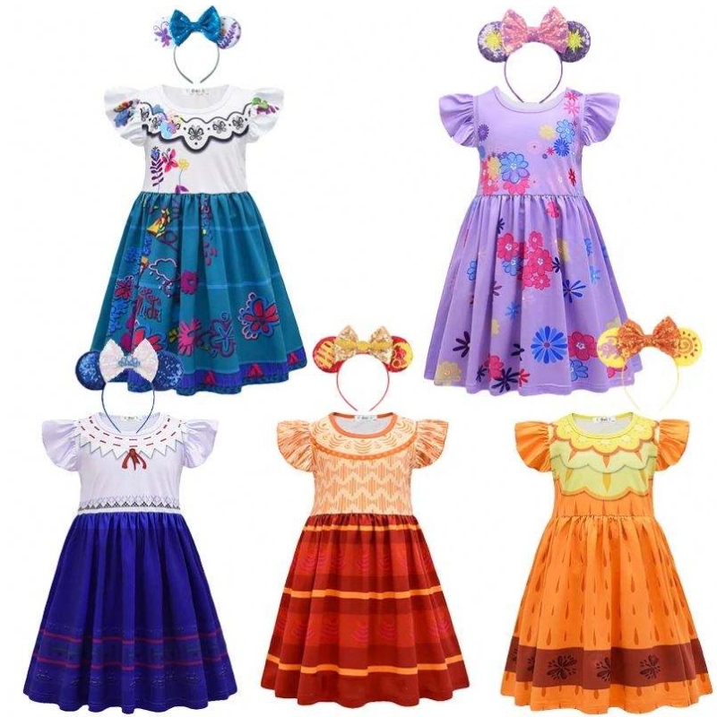 Flickor Encanto Charm Dress Encanto Disguise Carnival Summer Virgin Children Princess Midi Mirabel Isabela Födelsedagsfest U