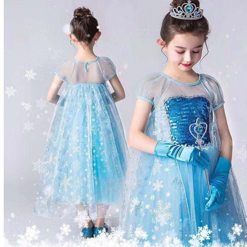 Girl Dress Princess Elsa i Frore Fancy Girl Dress Lace Queen Dress Costume