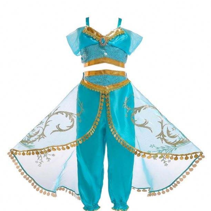 Aladdin Jasmine Costume Children Child Girls Jasmine Princess Costumes Halloween Party Belly Dance for Children Girls Cosplay