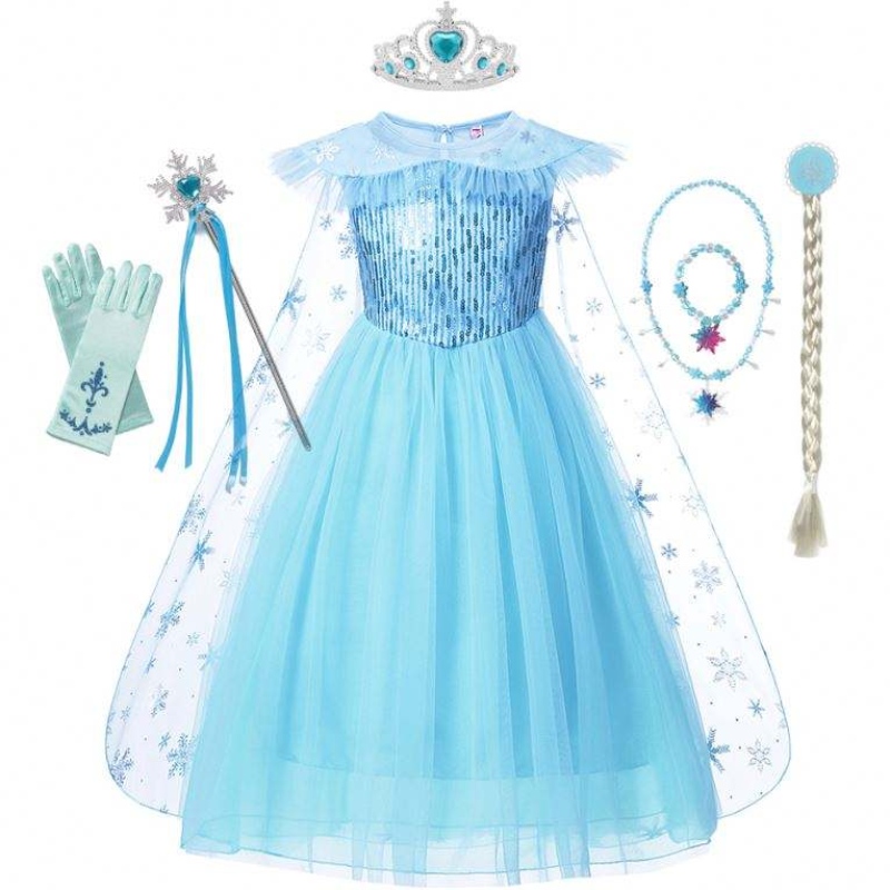 Girls Elsa Cosplay klänning Fancy Costume Girl Snow Halloween födelsedagsfest barn prinsessan klädklapp