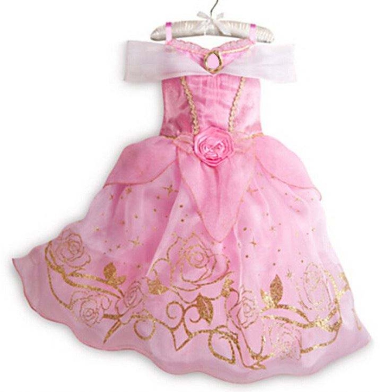 Barn prinsessan klänning flicka sommar fancy party kläder barn rapunzel sovande skönhet jul karneval kostym
