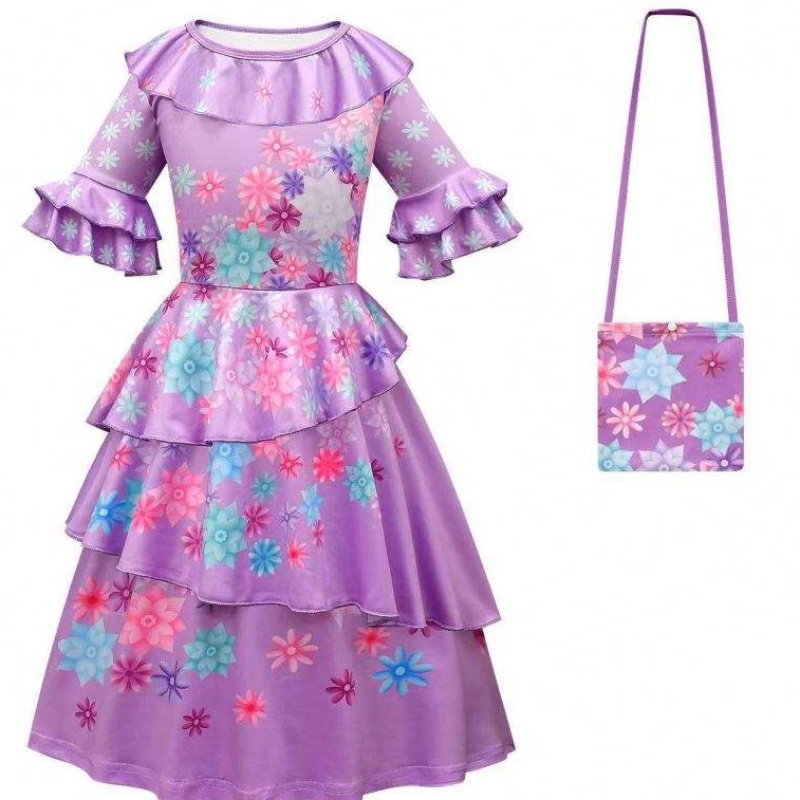 Hallowen Princess Dress Encanto Mirabel Luisa Cosplay Costume Girl Party Dress with Bag