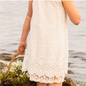 Sommarbroderi flicka spetsklänning ålder 2-12 prinsessklänningar brudtärna party blommor klänning