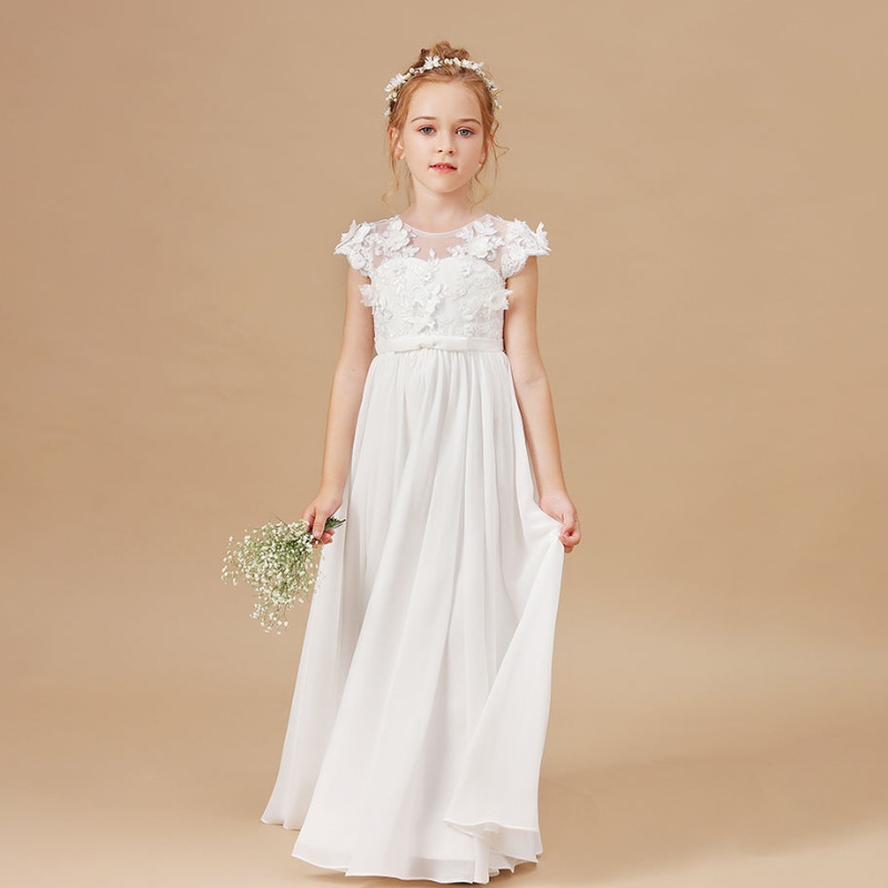 Flower Girl Dresses Applique Sleeveless Kids Birthday Party Pageant Gowns Weddings First Primera Communion Elegant Vestidos 2-14