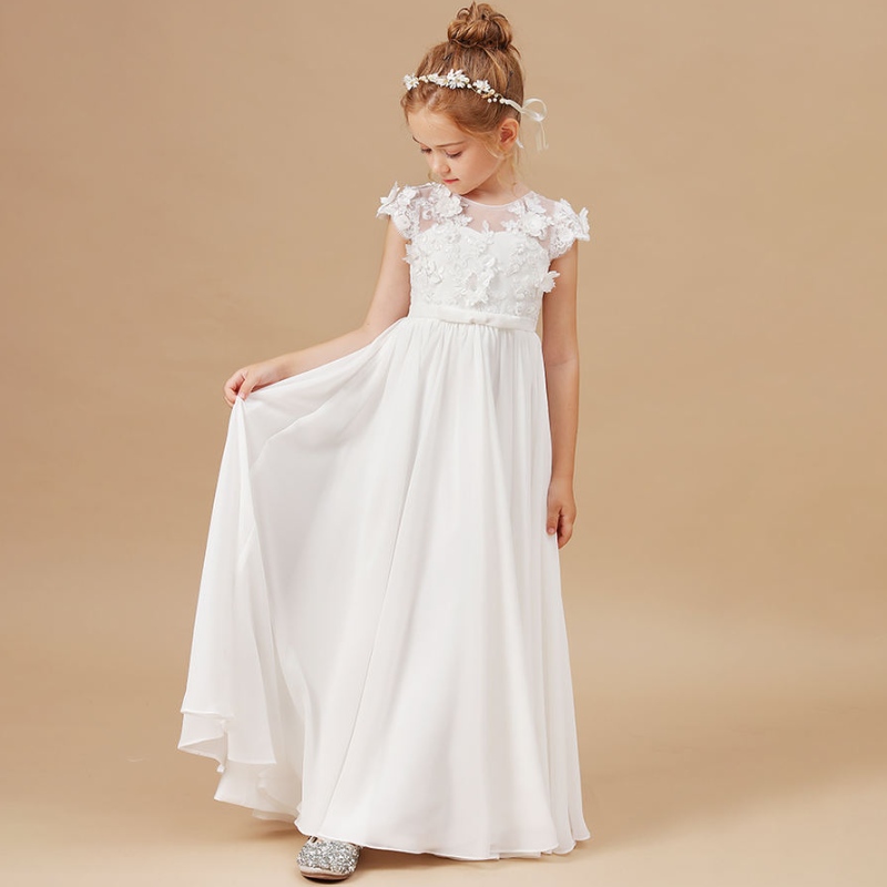 Flower Girl Dresses Applique Sleeveless Kids Birthday Party Pageant Gowns Weddings First Primera Communion Elegant Vestidos 2-14