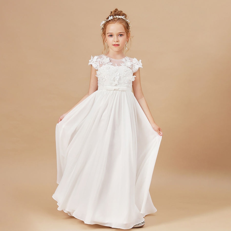 Flower Girl Dresses Applique Sleeveless Kids Birthday Party Pageant Gowns Weddings First Primera Communion Elegant Vestidos 2-14