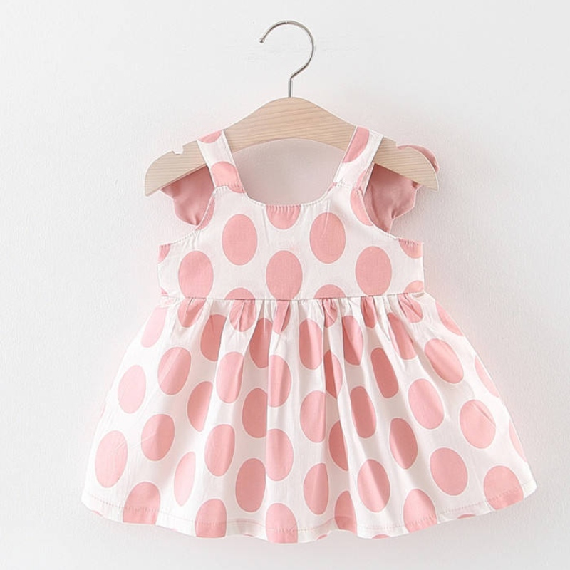 Partihandel 2st Baby Girl Dress Set Nyfödd ärmlösa födelsedagskläder Princess Party Tryckblommor med hatt