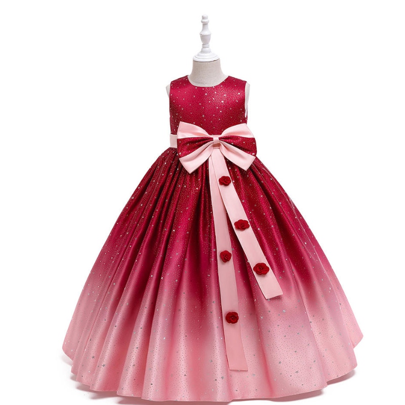 Partihandel Gradient Färg Kids Fancy Dresses For Girls Fest Wedding Födelsedags Flower Girl Frock Ball Gown Dress