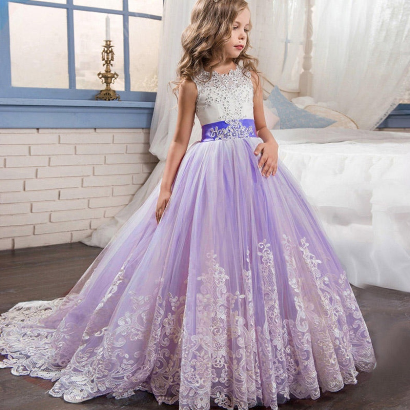 2022 Summer Girls Dress Long Kids Bridesmaid Dresses Children Princess Party Wedding Dress 3 10 14 Years Vestido