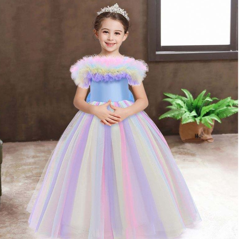 Flower Girl Unicorn Dress Wedding Baby Girl Outfits Children's Long Tutu Dresses for Girls Birthday