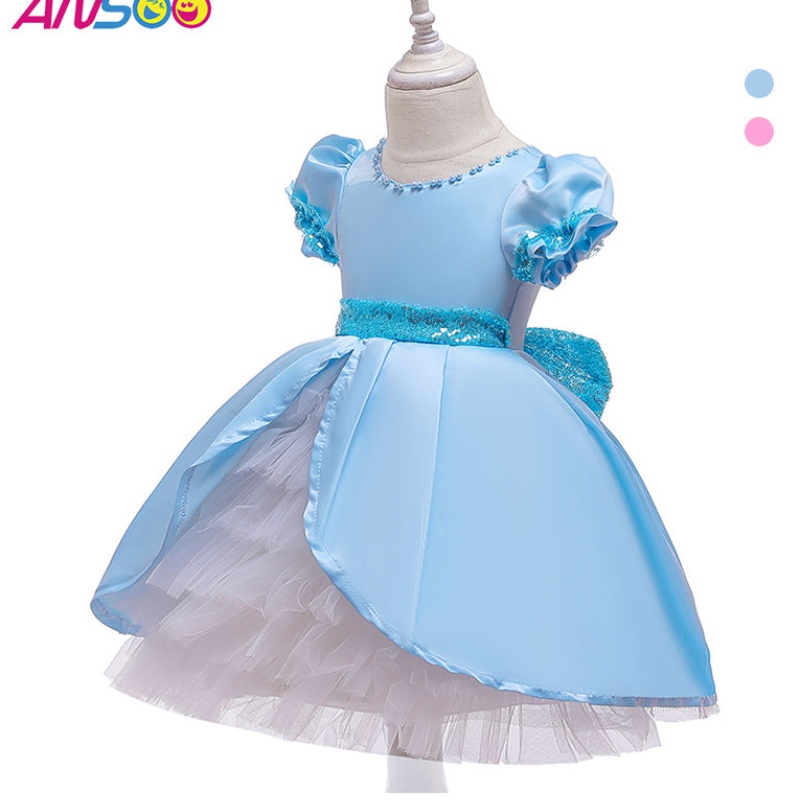 ANSOO Kids Clothes Princess Dresses Butterflies paljett Tutu klär barn halloween festdräkt