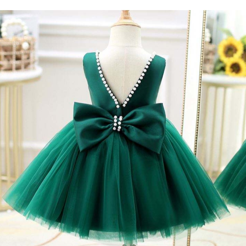 Baige Toddler Princess Flower V Back Beading Dress Baby Girls Birthday Wedding Party Dresses