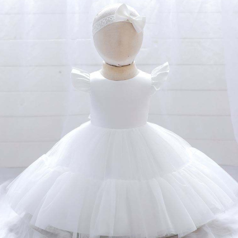 Baige White Newborn Baby Girls Puffy Princess Dress Christmas Children Dress 2 Year Wear L2038XZ