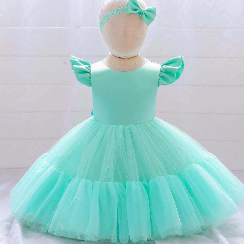 Baige New Fashion Flower Girl Dress Baby Party Birthday Wedding Princess Barnkläder L2038XZ