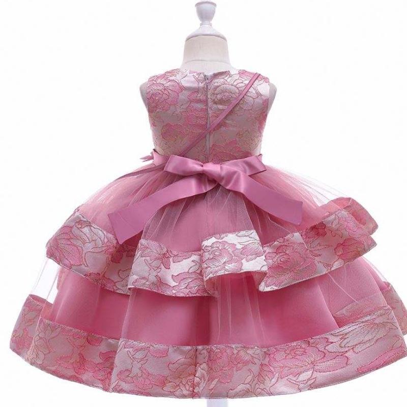 Baige Ny design Flower Girl Party Dress with Mini Bag Satin Birthday Wedding Princess Dress L5216