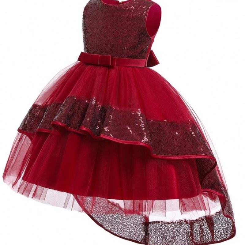 Baige barnklänning Princess Girl Wedding Flower Girls Dresses Party 3-10 år baby