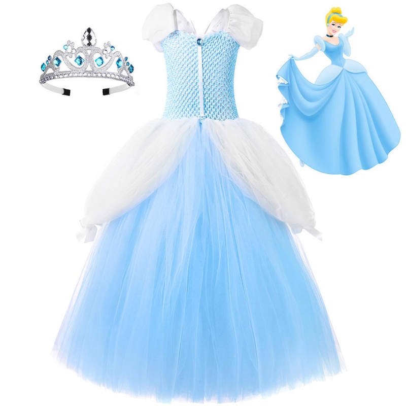 Girls Princess Dress Fancy Costume Roll Play Ball Gown Halloween Party Dress Up