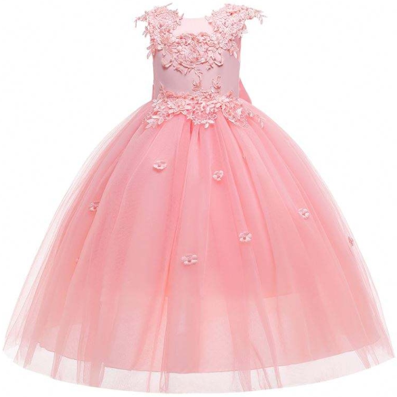 Baige grossistapplikation Pretty Princess Summer Flower Girls Dresses Wedding Birthday Party Dress for Girls 4-14Y In Stock