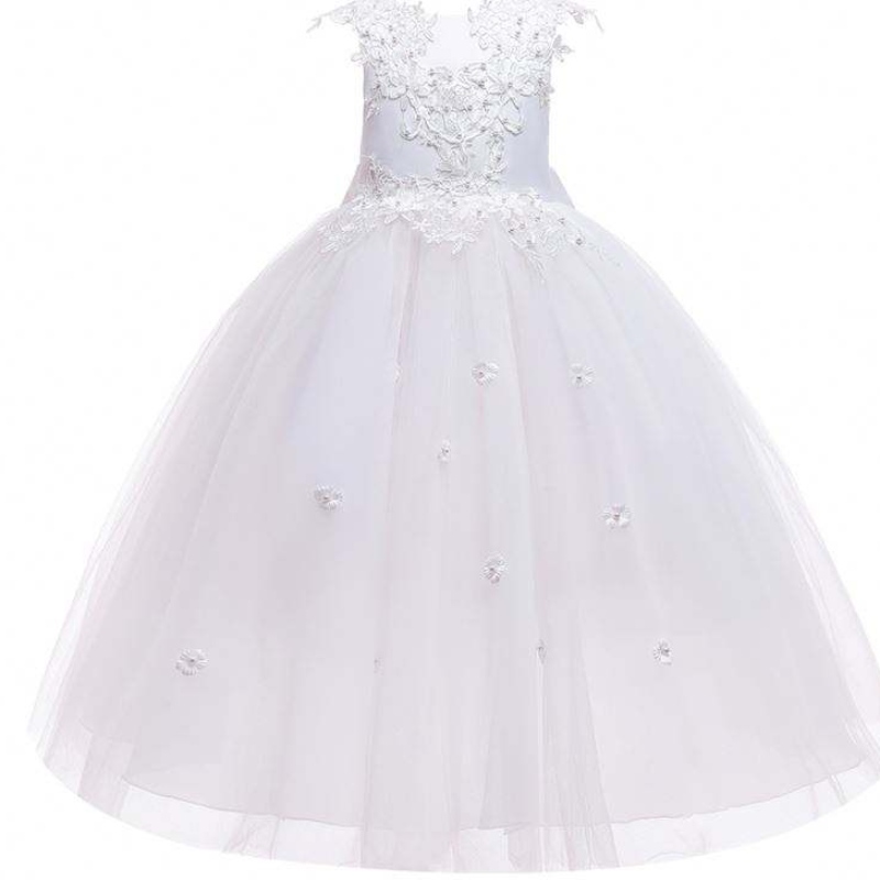 Baige grossistapplikation Pretty Princess Summer Flower Girls Dresses Wedding Birthday Party Dress for Girls 4-14Y In Stock