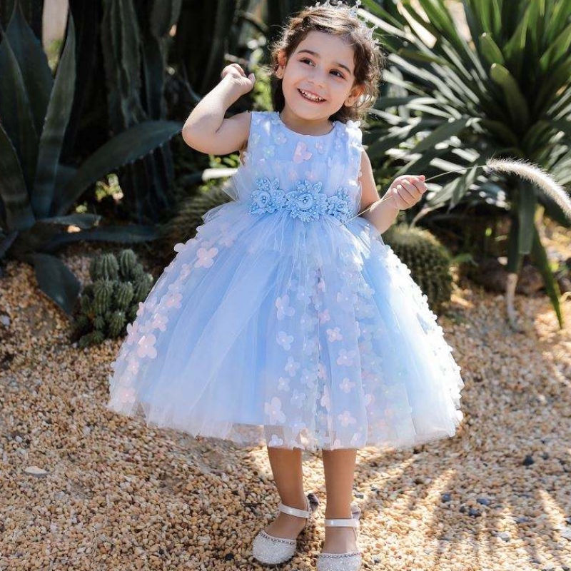 Baige Lovely Flower Bridesmaid Girls Party aftonklänningar Children Wedding Dresses L2030xz