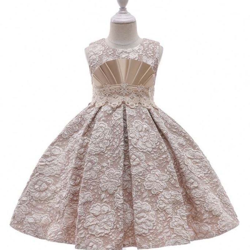 Baige Ny ankomst singel Jacquard Elegant Baby Girls Dress Stock Puffy Kids frock Girl Dress L5253