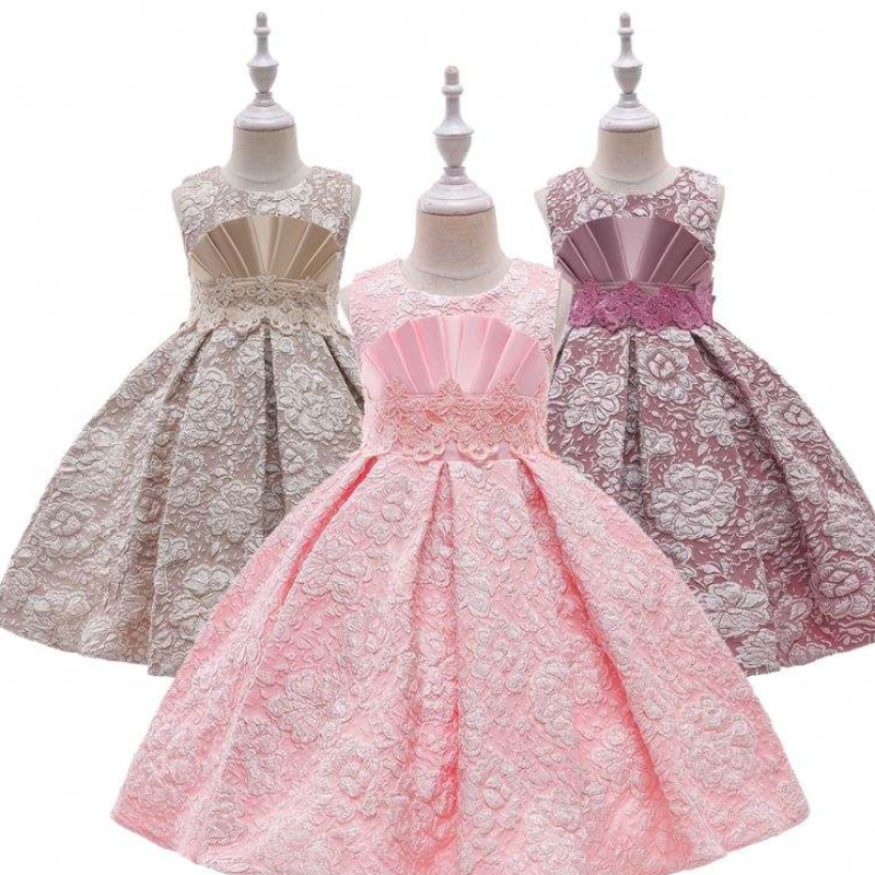 Baige Ny ankomst singel Jacquard Elegant Baby Girls Dress Stock Puffy Kids frock Girl Dress L5253