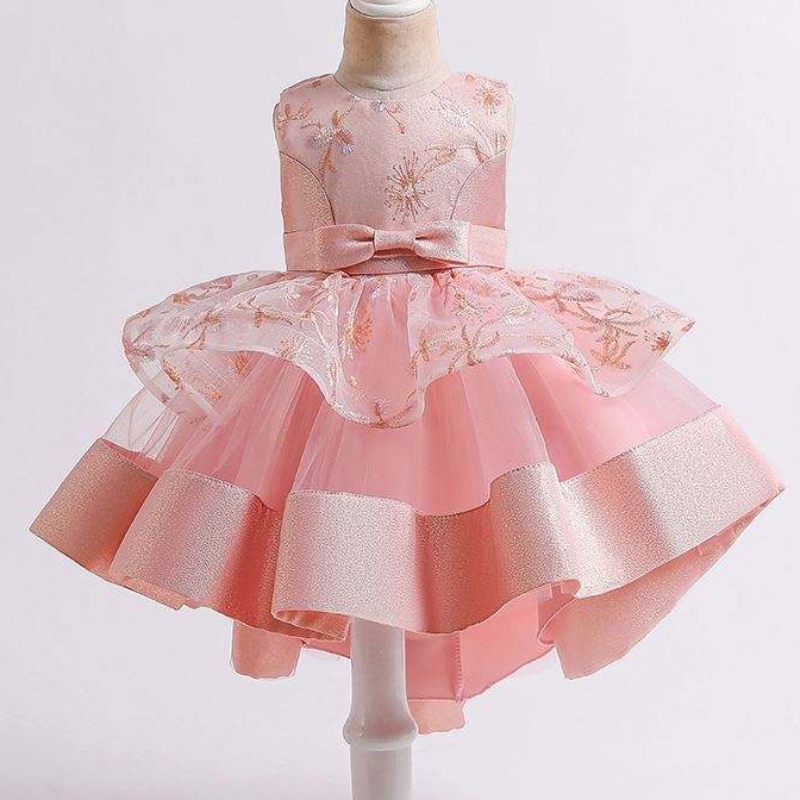 Baige 2021summer Children \\ 's släpande prinsessklänning Multi-Layer Mesh Kids Wedding Cake Ball Gown L5251