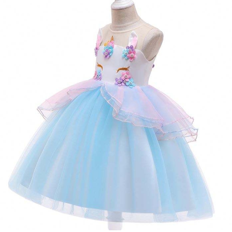 Ny Unicorn Evening Dress Kids Clothes Baby Party Mesh Fancy Dresses For Girl Dress DJS006