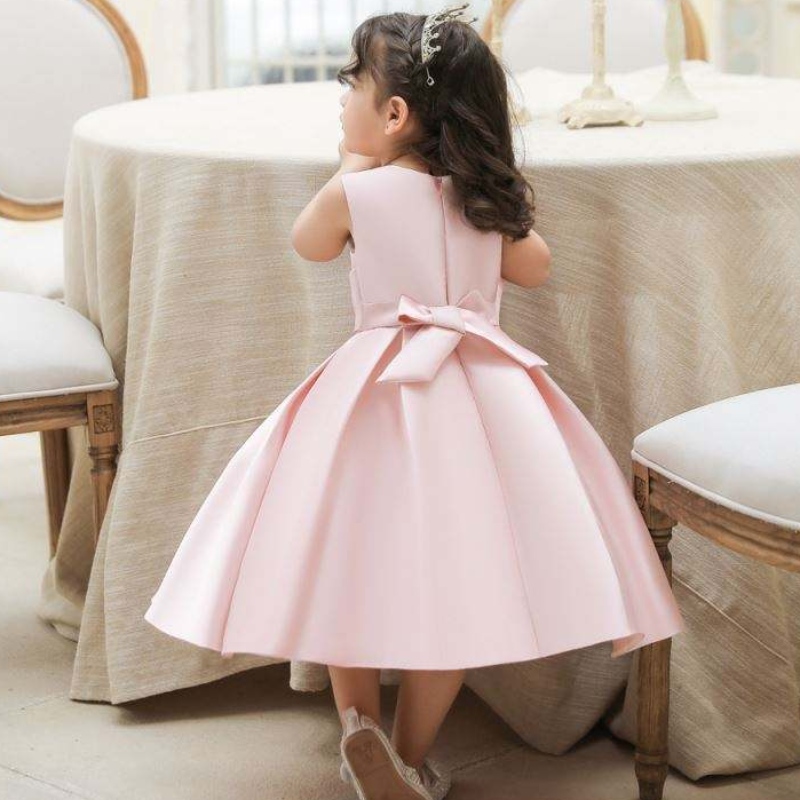 Baige Toddler Baby Girl påskklänning är ärmlösa casual prinsessklänningar sommarkläder Bow Party Dress