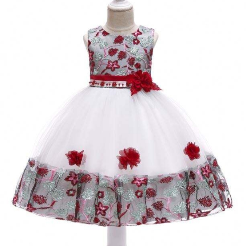 Bästsäljare Kids Flower Party Dress Children Fancy Girl Fruck Baby Mini Birthday Clothing L5045