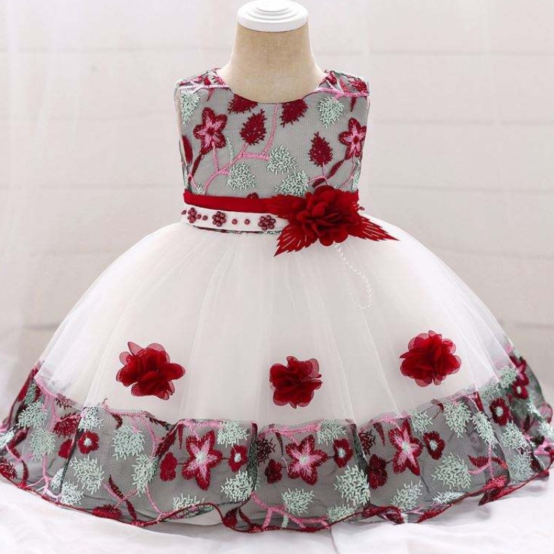 Amazon Hot Sale England Style Formell ruffles ärmlös baby One Piece Girls Party Pageant Dresses L5045xz