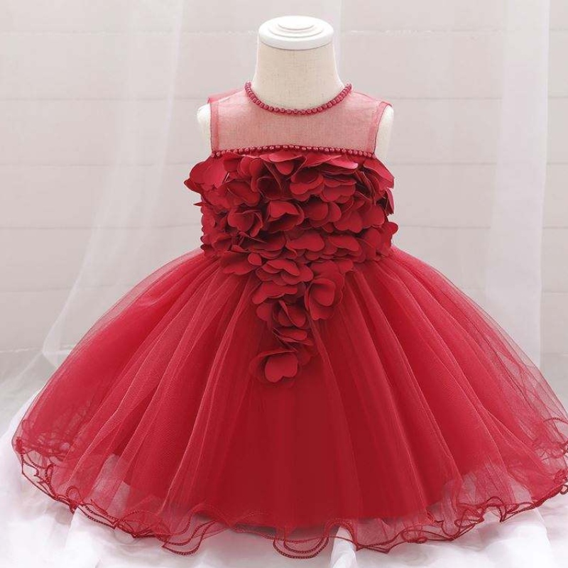 Ny design barn kläder barn frock design blomma baby flicka födelsedag klänning l1932xz