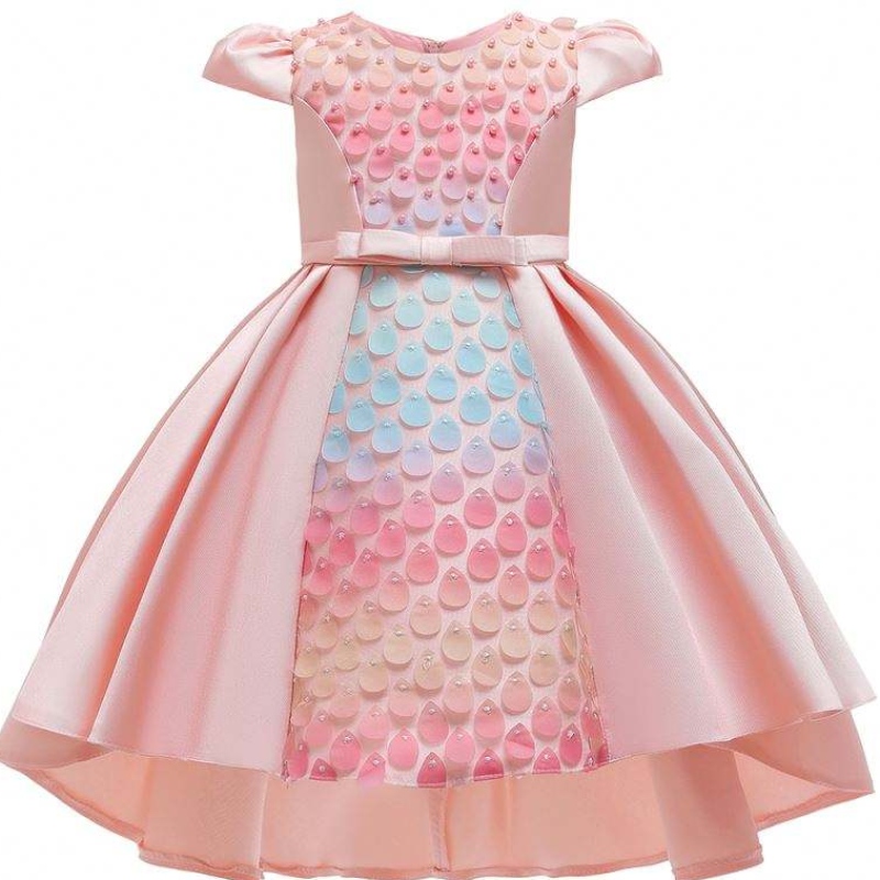 Baige New Design Kids paljett Bow Girl Fruck Girls Party Dresses Beautiful Princess Dress
