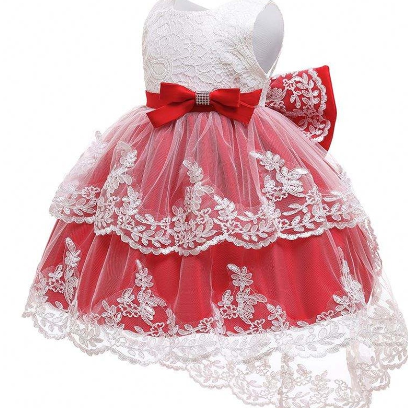 Elegant efterföljande babyflickor Party Wear Brodery Dress Long Ball Gown for Kids