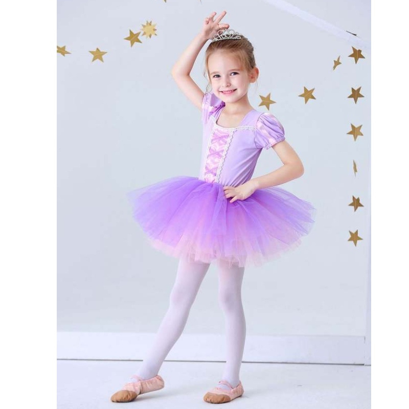 Baige Princess Elsa Cotton Clothing Children Apparel Utför kläder Event Party Outfits Ballet Dress Tutu Design