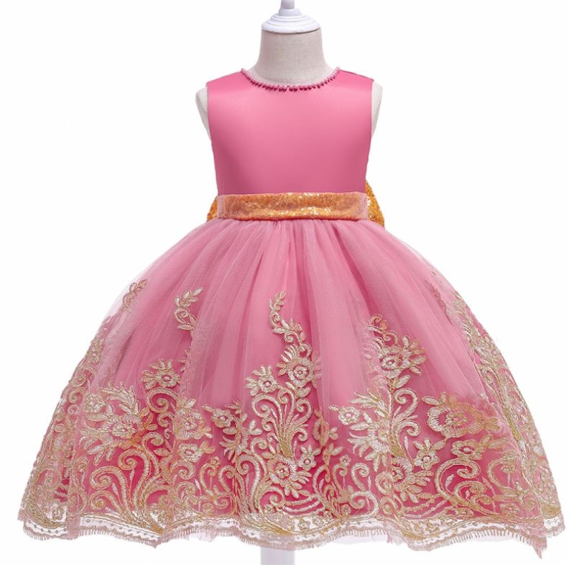 MAQTZ 2021 NY GIRL PRINCESS BALL GOWN Kids Formell födelsedagsfestklänningar med Big Bow