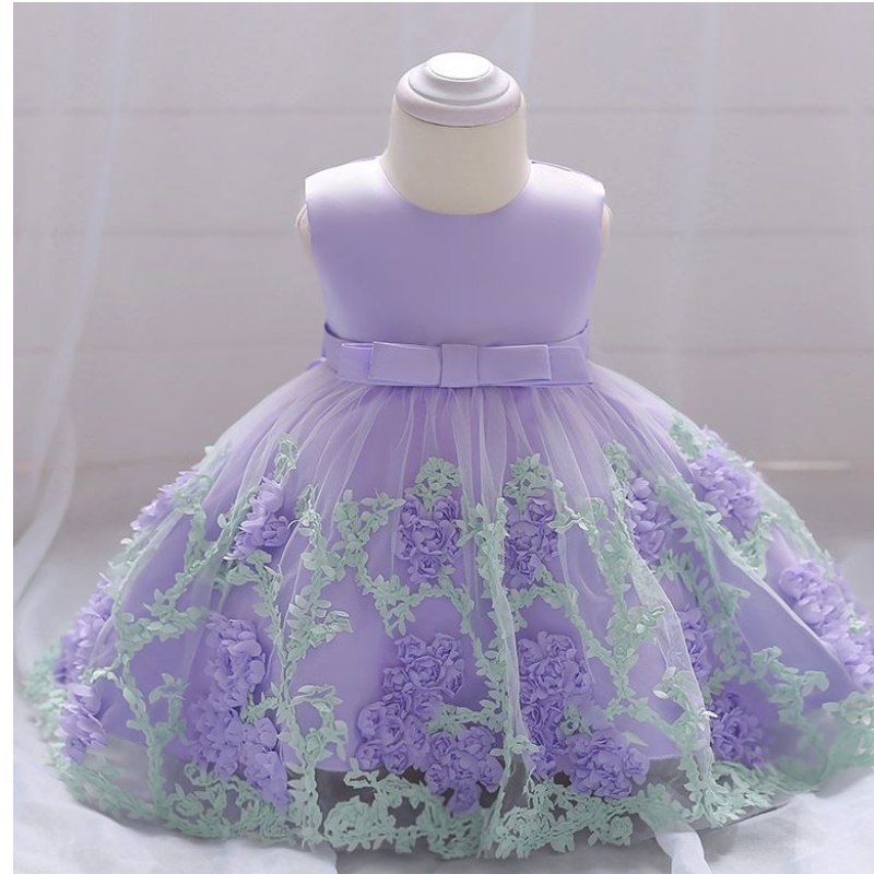 Baige Children Fashion Party frock Kids Party Wear Flower Girl Dress for Kids 0-2 år