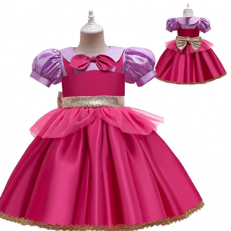 Baige Rose Red Riding Hood Costume Flower Girl Party Dress med gratis pannband D0702