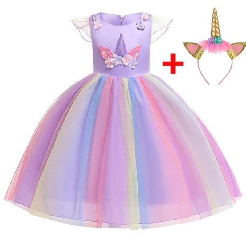 Unicorn Dress for Girls Unicorn Costume Rainbow Tutu klänning för födelsedagsfestdräkt med pannband