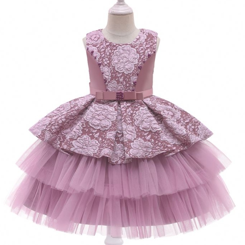 Baige Princess Flower Girl Dress Birthday Pageant Party Dress Summer Girl Kids Clothes Dresses 3-10 år