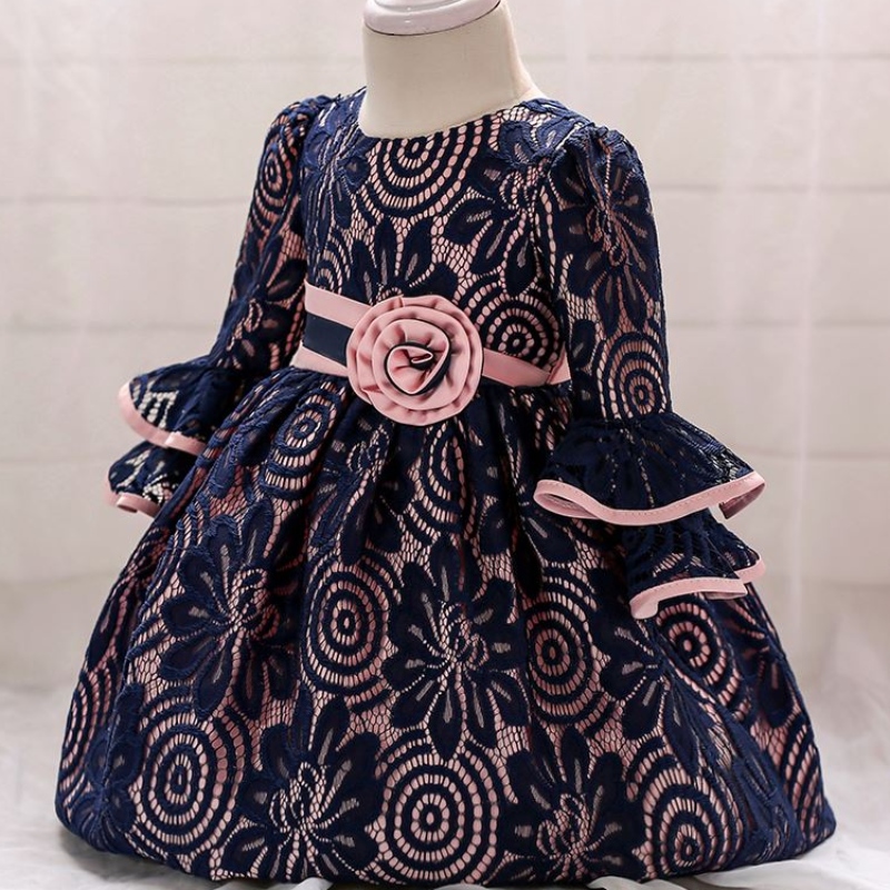 Baigeny ankomst barn långärmad fest frock baby girl print fancy prinsessan klänning l1858xz