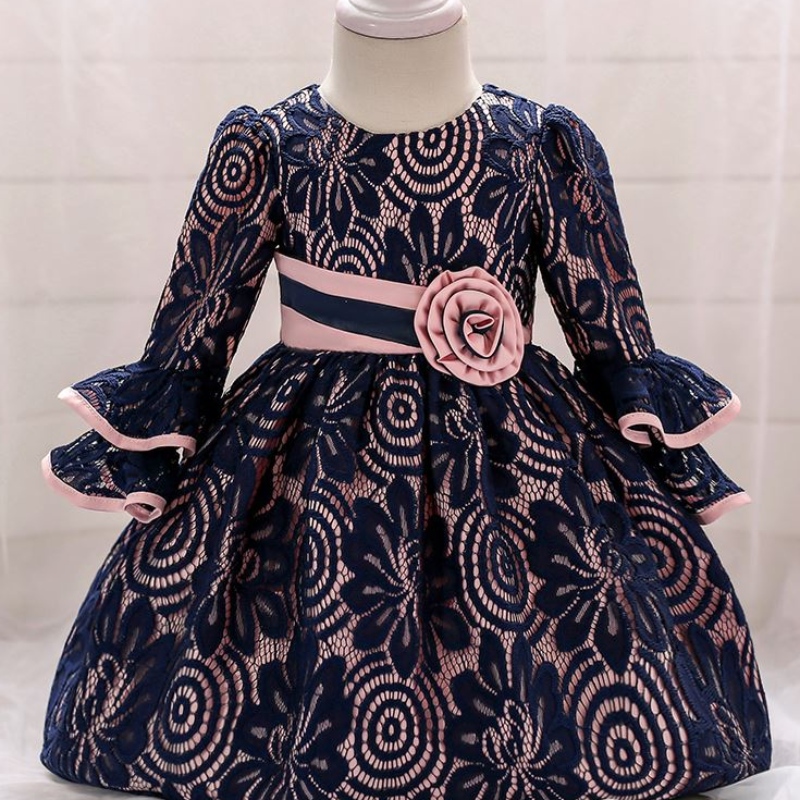 Baigeny ankomst barn långärmad fest frock baby girl print fancy prinsessan klänning l1858xz