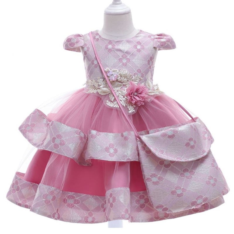 Baige Children Summer Girl Dress with Bag 3-10 Years Boutique Kids Clothing 2st Suits L5215