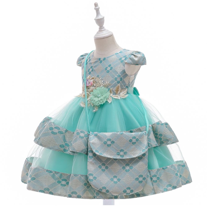 Baige Children Summer Girl Dress with Bag 3-10 Years Boutique Kids Clothing 2st Suits L5215