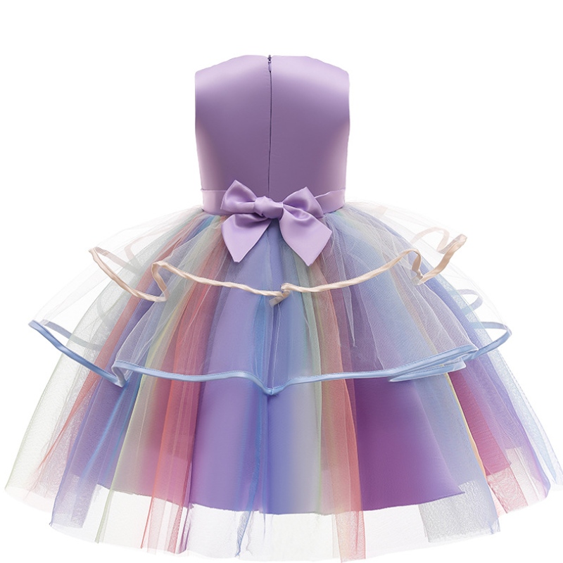 3 färger Rainbows Girl Unicorn Dress Princess Dress for Girl Kids Birthday