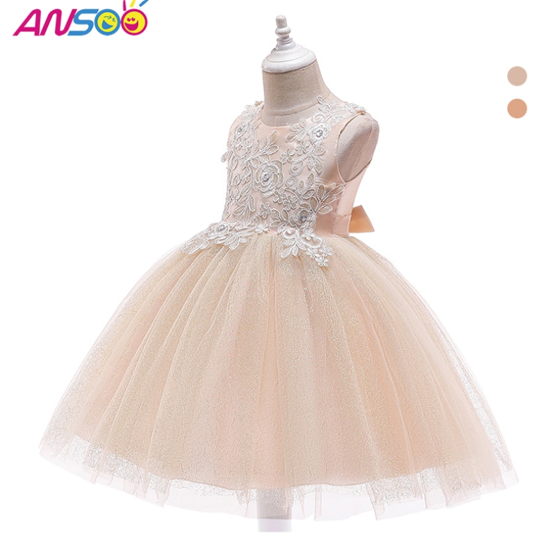 Ansoo New Fashion Wedding Party Princess Toddler Baby Girls Clothes Barn Baby Girl Dresses