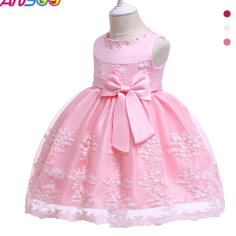 ANSOO Princess Flower Girl Dress Summer Tutu Wedding Birthday Party Kids Dresses For Girls