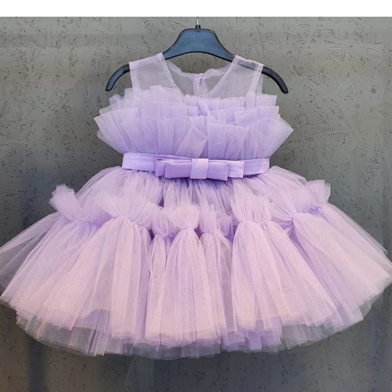 Baby Girls Princess Party Dresses For Birthday Sleeveless Tulle Toddler Kids Wedding Evening Gown