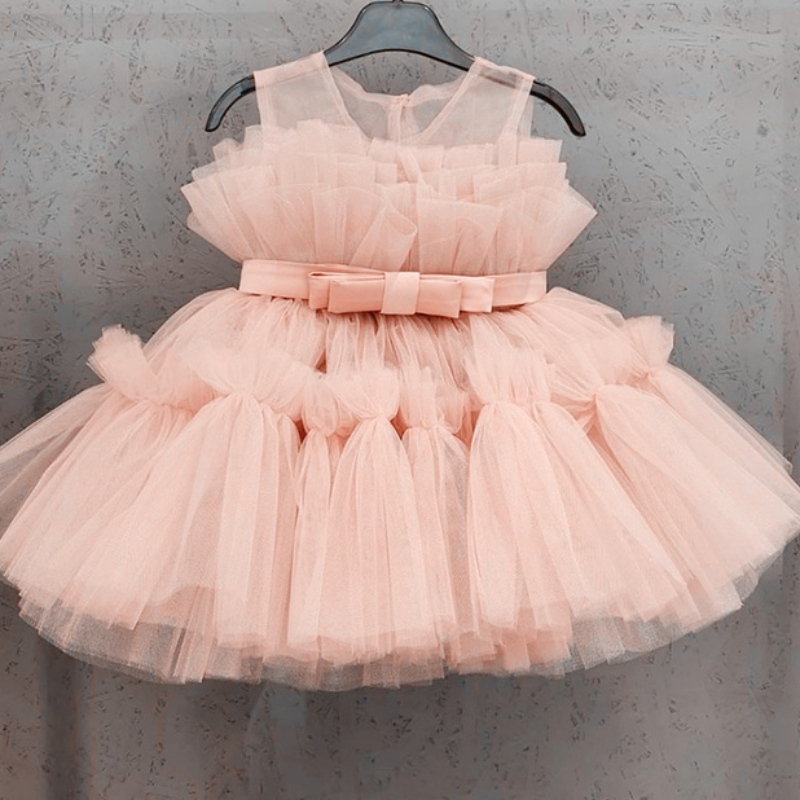 Baby Girls Princess Party Dresses For Birthday Sleeveless Tulle Toddler Kids Wedding Evening Gown